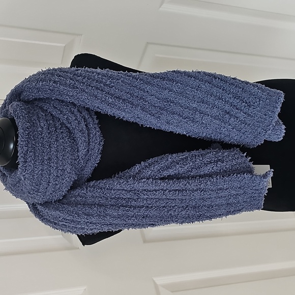 NWT Nordstrom Rack Solid Cozy Ribbed Textured Muffler Scarf Blue OS - Picture 3 of 9